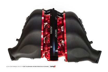 AMS Performance 2009+ Nissan GT-R Alpha Cast Plenum/Billet Intake Manifold w/ Std Fuel Rail - Red