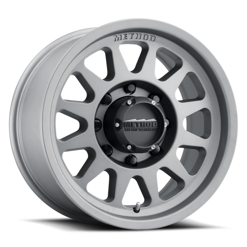 Method MR704 HD 17x9 18mm Offset 8x180 130.81mm CB Titanium Wheel