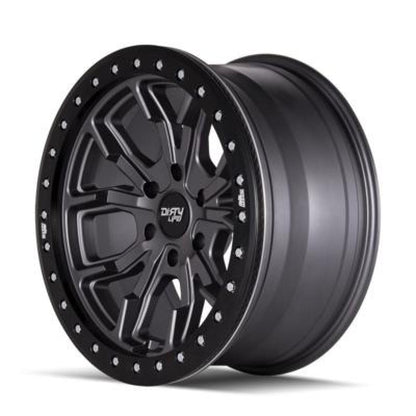 Dirty Life 9303 DT-1 17x9/5x127 BP/-12mm Offset/78.1mm Hub Matte Gunmetal Wheel - Beadlock