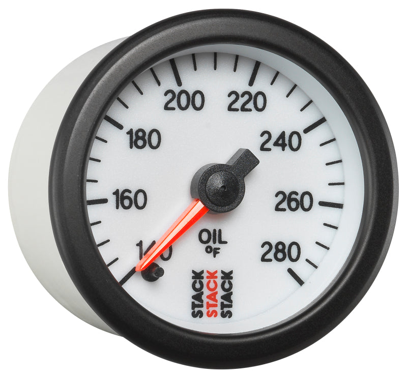 Autometer Stack 52mm 140-280 Deg F 1/8in NPTF Male Pro Stepper Motor Oil Temp Gauge - White