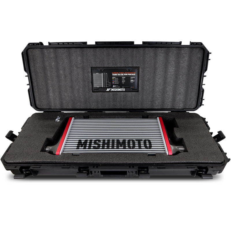 Mishimoto Universal Carbon Fiber Intercooler - Gloss Tanks - 450mm Black Core - S-Flow - BK V-Band