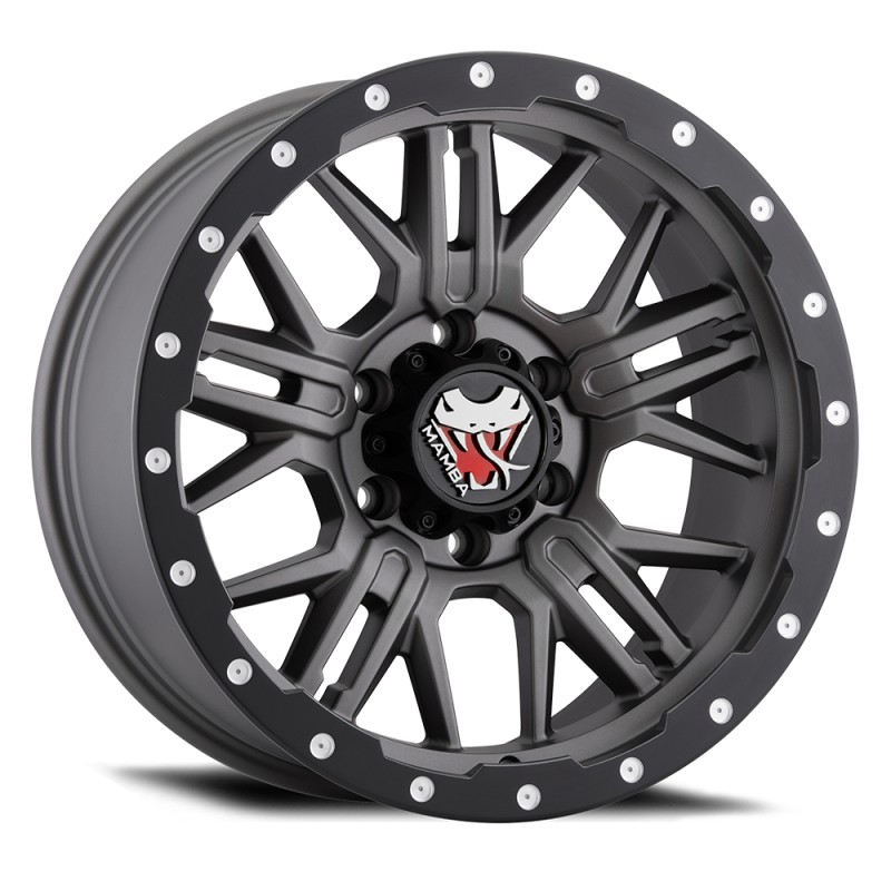 Mamba M25 18x9 6x139.7 ET12 Matte Grey w/ Black Lip Edge