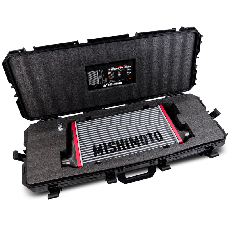 Mishimoto Universal Carbon Fiber Intercooler - Gloss Tanks - 450mm Gold Core - C-Flow - BL V-Band