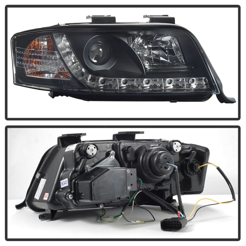 Spyder Audi A6 02-04 Projector Headlights Halogen Model Only - DRL Black PRO-YD-ADA601-DRL-BK