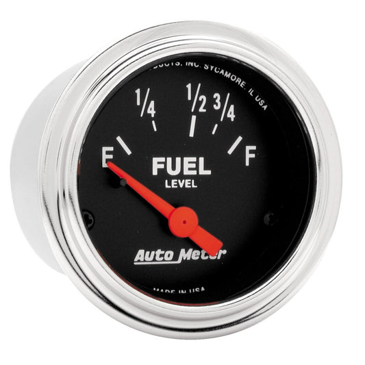 Autometer Traditional Chrome 52mm Short Sweep Electrical Fuel Level Gauge