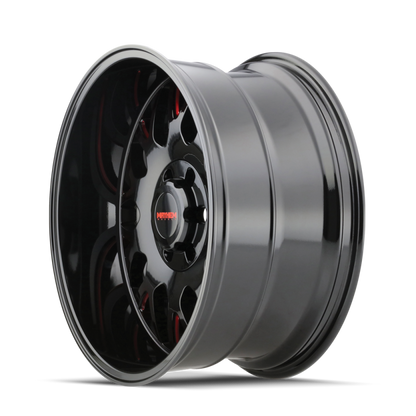 Mayhem 8110 Tripwire 20x9 / 5x139.7 BP / 18mm Offset / 110mm Hub Black w/ Prism Red Wheel