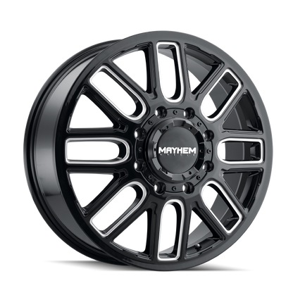 Mayhem 8107D Cogent Dually 20x8.25/8x165.1 BP/115mm Offset/121.3mm Hub Black w/ Milled Spokes Wheel