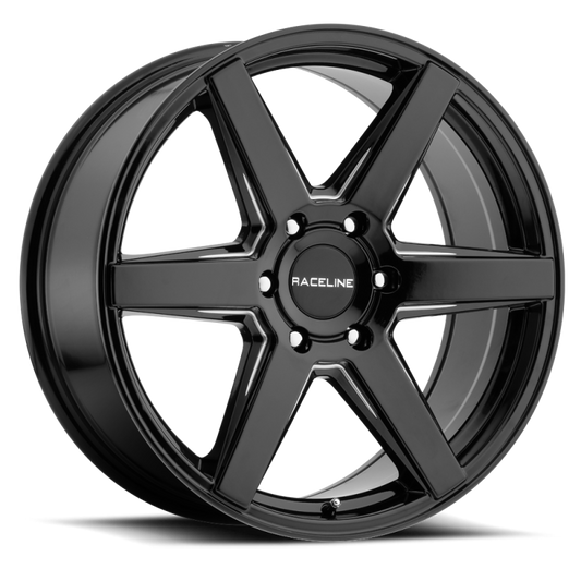 Raceline 156B Surge 20x8.5in / 6x139.7 BP / 35mm Offset / 106.1mm Bore - Black & Milled Wheel