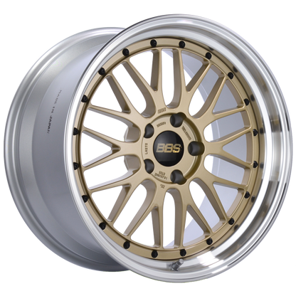 BBS LM 19x10 5x120 ET25 Gold Center Polished Lip Wheel -82mm PFS/Clip Required