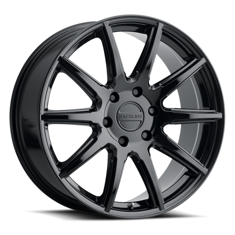 Raceline 159B Spike 18x8in / 6x135 BP / 35mm Offset / 87.1mm Bore - Gloss Black Wheel