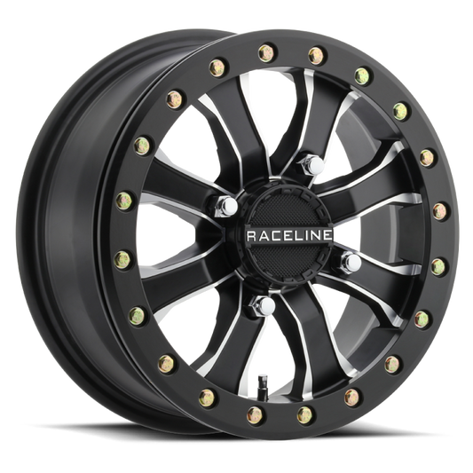 Raceline A71MB Mamba 14x6in/4x137 BP/40mm Offset/110.18mm Bore - Black & Machined Beadlock Wheel