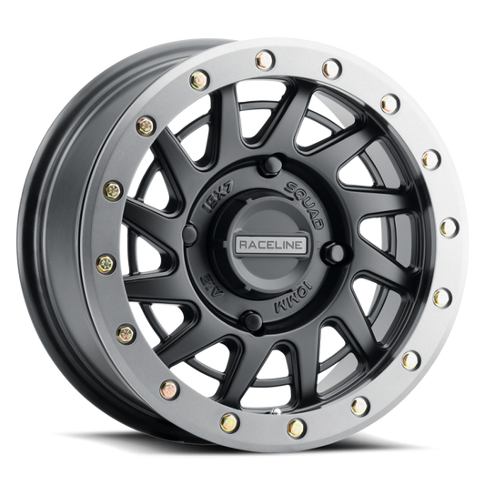 Raceline A12BG Squad 15x7in/4x137 BP/38mm Offset/110.18mm Bore - BLK & Gunmetal Ring Beadlock Wheel