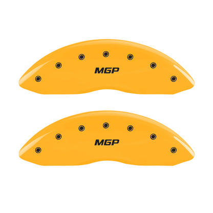 MGP 4 Caliper Covers Engraved Front & Rear MGP Yellow Finish Black Char 2007 Dodge Charger