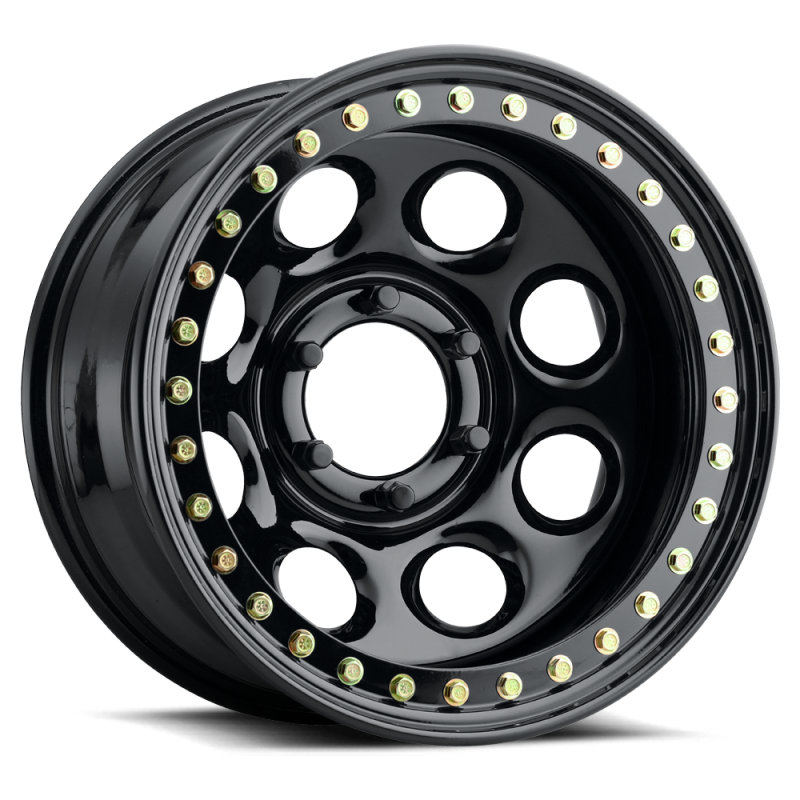 Raceline RT81 Rock 8 17x8in / 8x165.1 BP / -25mm Offset / 130.81mm Bore - Gloss Black Beadlock Wheel