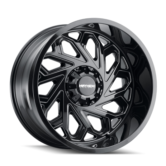 Mayhem 8112 Essex 22x12 / 5x127 BP / -51mm Offset / 87.1mm Hub Black w/ Milled Spokes Wheel