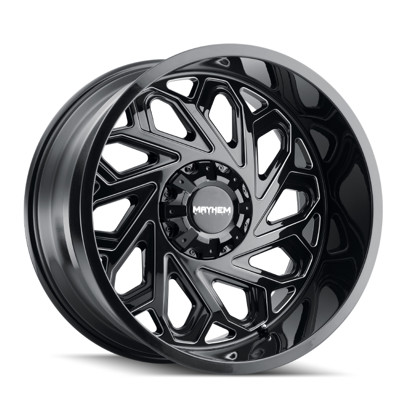 Mayhem 8112 Essex 20x9 / 8x165.1 BP / 18mm Offset / 125.2mm Hub Black w/ Milled Spokes Wheel