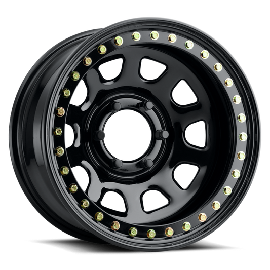 Raceline RT51 Daytona Rock 17x8in/8x165.1 BP/-25mm Offset/130.81mm Bore - Gloss Black Beadlock Wheel