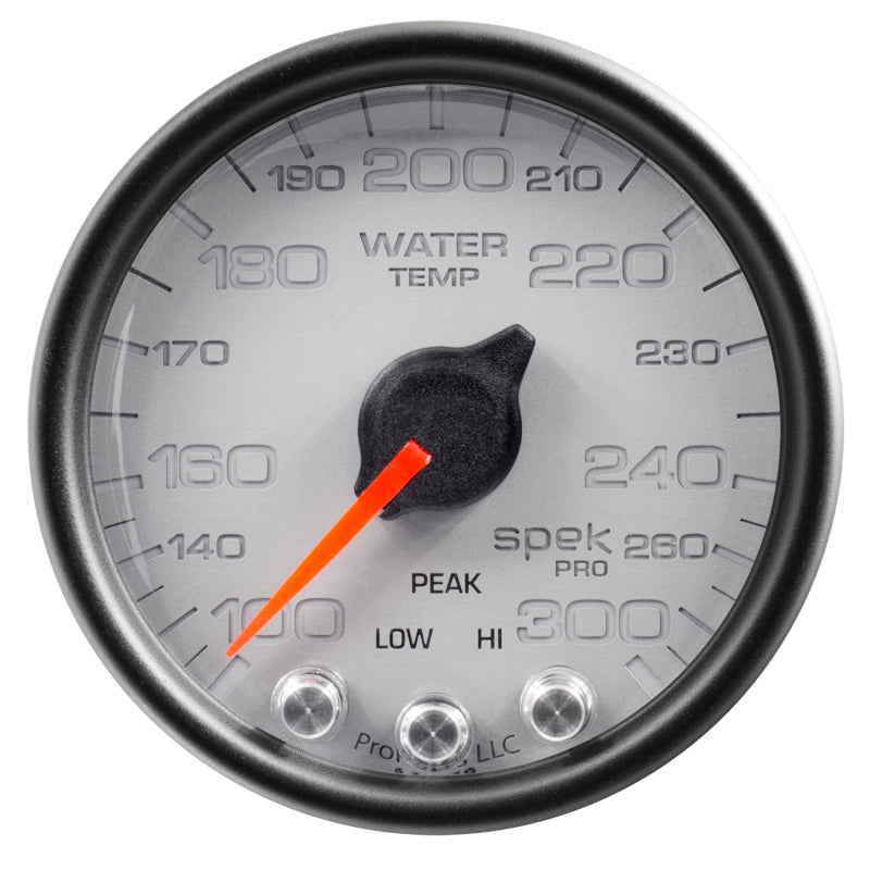 AutoMeter Gauge Water Temp 2-1/16in. 300 Deg. F Stepper Motor W/Peak & Warn Slvr/Blk Spek