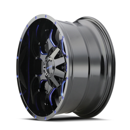 Mayhem 8015 Warrior 20x10 / 5x127 BP / -25mm Offset / 87mm Hub Black w/ Prism Blue Wheel