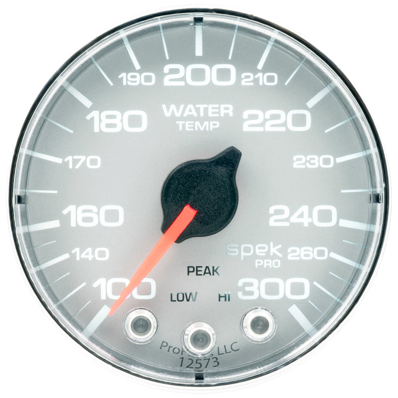 Autometer Spek-Pro Gauge Water Temp 2 1/16in 300f Stepper Motor W/Peak & Warn Slvr/Chrm