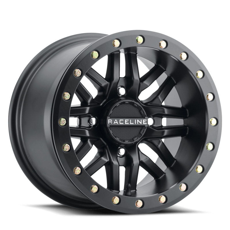 Raceline A91B Ryno 15x10in / 4x137 BP / 0mm Offset / 110.18mm Bore - Satin Black Beadlock Wheel