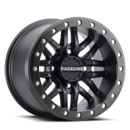 Raceline A91B Ryno 15x10in / 4x137 BP / 0mm Offset / 110.18mm Bore - Satin Black Beadlock Wheel