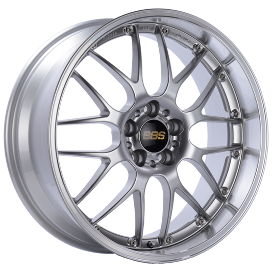 BBS RS-GT 18x8.5 5x120 ET15 Diamond Silver Center Diamond Cut Lip Wheel -82mm PFS/Clip Required