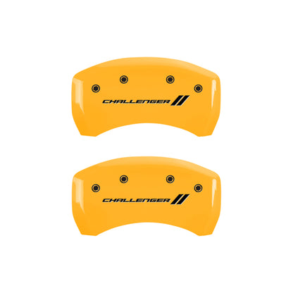 MGP 4 Caliper Covers Engraved Front & Rear With stripes/Challenger Yellow finish black ch