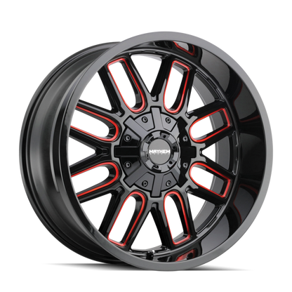 Mayhem 8107 Cogent 20x9 / 5x139.7 BP / 0mm Offset / 110mm Hub Black w/ Prism Red Wheel