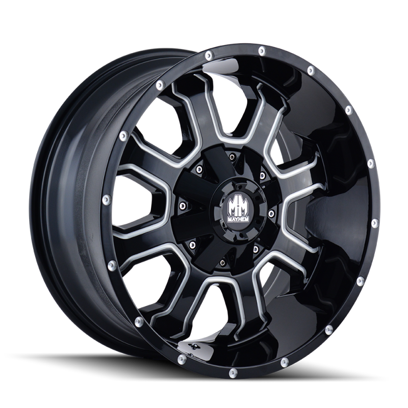 Mayhem 8103 Fierce 20x9 / 5x127 BP / 18mm Offset / 87mm Hub Black w/ Milled Spokes Wheel