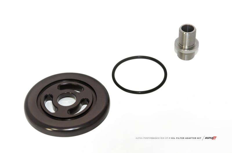 AMS Performance 2009+ Nissan GT-R R35 Alpha CNC Billet Oil Filter Adapter w/Street Filter