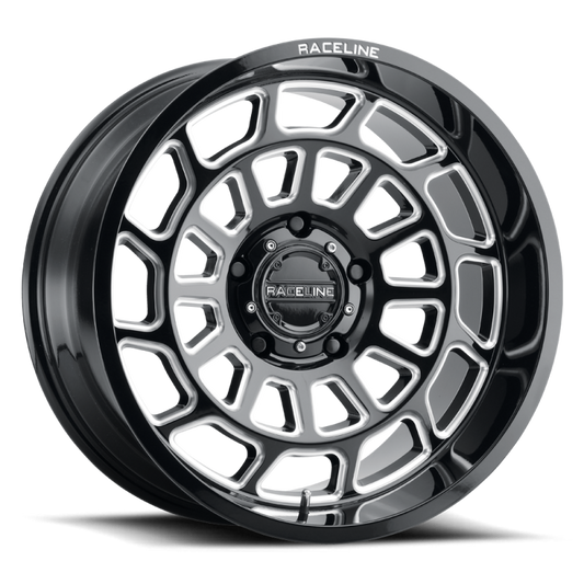 Raceline 955M Warp 20x10in / 5x127 BP / -19mm Offset / 78.1mm Bore - Satin Black & Milled Wheel