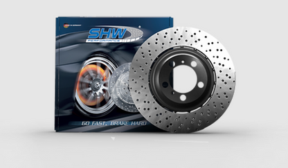 SHW 2021 BMW M2 Competition 3.0L w/o Ceramic Brake Right Front Cross-Drilled Lightweight Brake Rotor