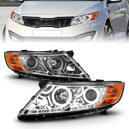 ANZO 2011-2013 Kia Optima Projector Headlights w/ Halo Chrome (CCFL)