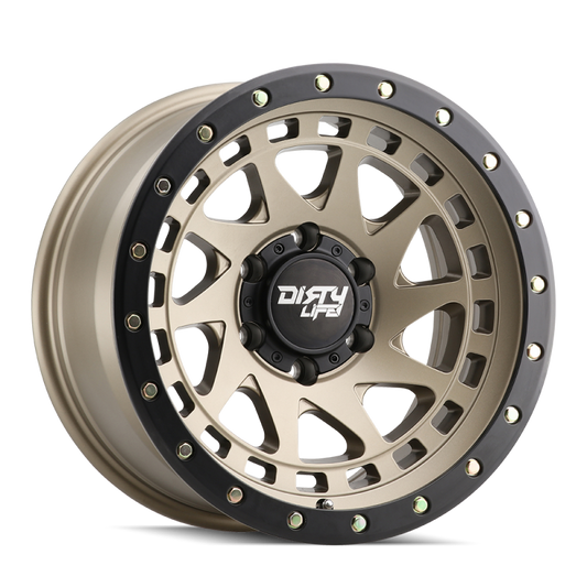 Dirty Life 9311 Enigma Pro 17x9/5x127 BP/-38mm Offset/71.5mm Hub Satin Gold Wheel - Beadlock