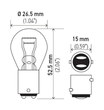 Hella Bulb 7225 12V 21/4W BAZ15d S8