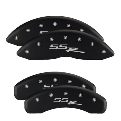 MGP 4 Caliper Covers Engraved Front & Rear Cursive/Charger Black finish silver ch