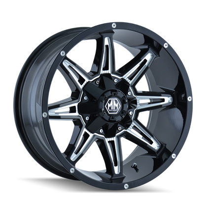 Mayhem 8090 Rampage 17x9 / 5x114.3 BP / -12mm Offset / 87mm Hub Black w/ Milled Spokes Wheel