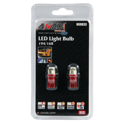 ANZO LED Bulbs Universal 194/168 Red - 4 LEDs