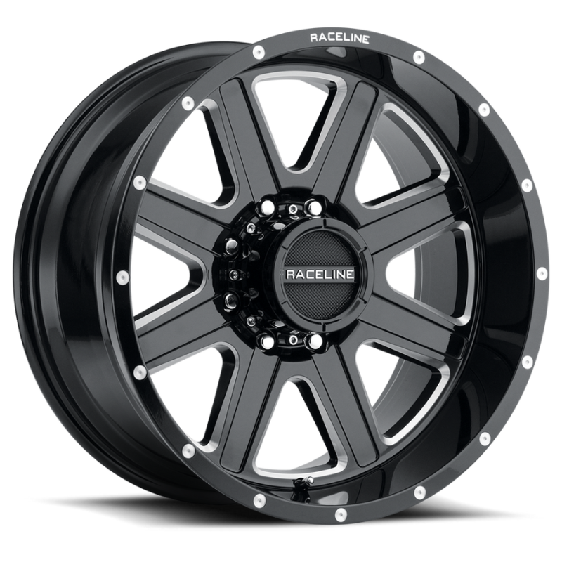 Raceline 940M Hostage 20x10in / 5x127 BP / -19mm Offset / 78.1mm Bore - Black & Milled Wheel