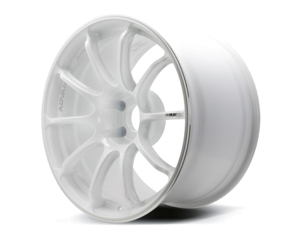 Advan RSIII 18x8.5 +47 5x100 White Metallic & Ring Wheel