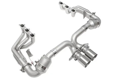 SOUL 2022 Porsche 992 GT3 Catted Exhaust System - 4in Slash Cut Satin Black Tips