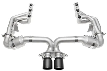 SOUL 2022 Porsche 992 GT3 Catted Exhaust System - 4in Slash Cut Satin Black Tips