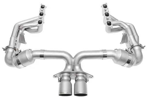 SOUL 2022 Porsche 992 GT3 Catted Exhaust System - 4in Slash Cut Sig. Satin Tips