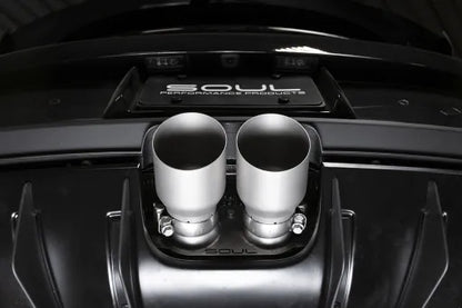 SOUL 2022 Porsche 992 GT3 Catted Exhaust System - 4in Slash Cut Sig. Satin Tips