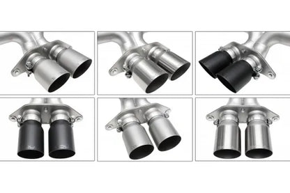 SOUL 2022 Porsche 992 GT3 Catted Exhaust System - 4in Slash Cut Satin Black Tips