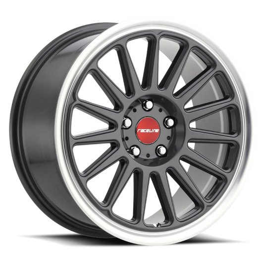 Raceline 315G Grip 18x8.5in / 5x120 BP / 45mm Offset / 74.1mm Bore - Gunmetal & Machined Wheel