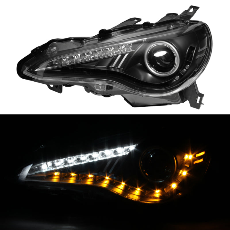 Spyder Scion FRS 12-14 Projector Headlights DRL LED Black PRO-YD-SFRS12-BK