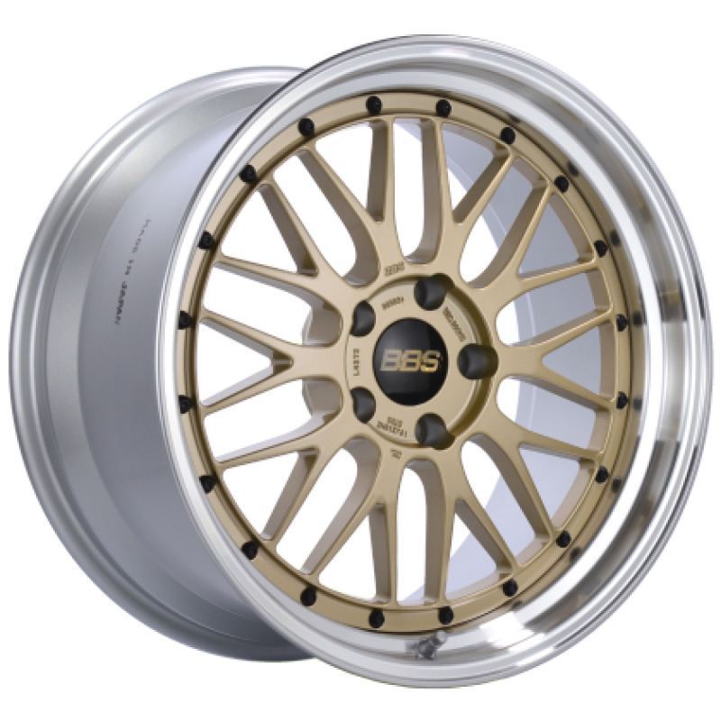 BBS LM 20x9 5x114.3 ET28 PFS Gold Center Diamond Cut Lip Wheel - 82mm PFS Required