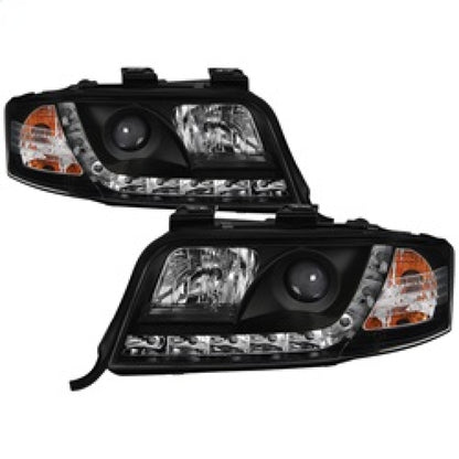 Spyder Audi A6 02-04 Projector Headlights Halogen Model Only - DRL Black PRO-YD-ADA601-DRL-BK